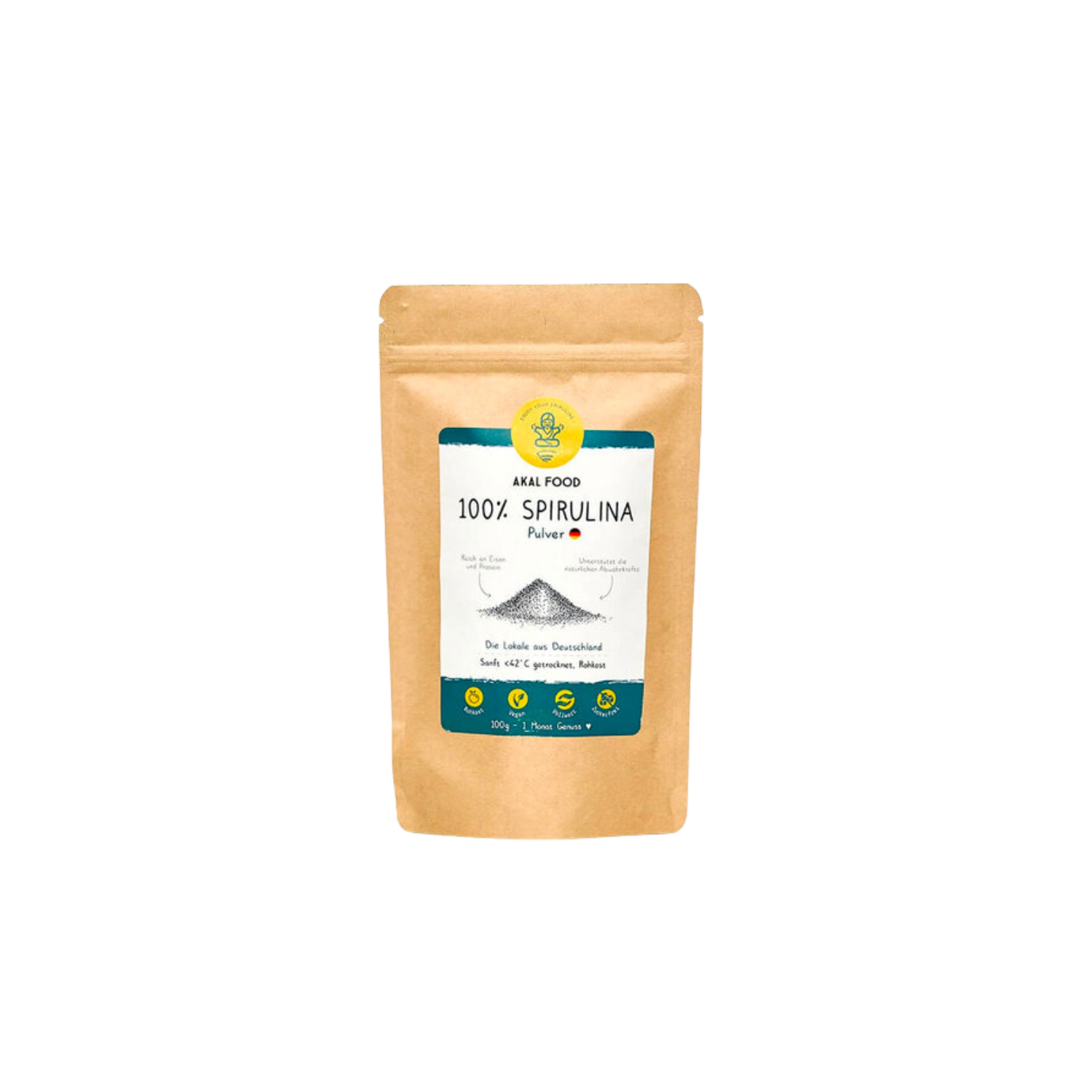 Spirulina Pulver in wiederverschließbarer Tüte 
