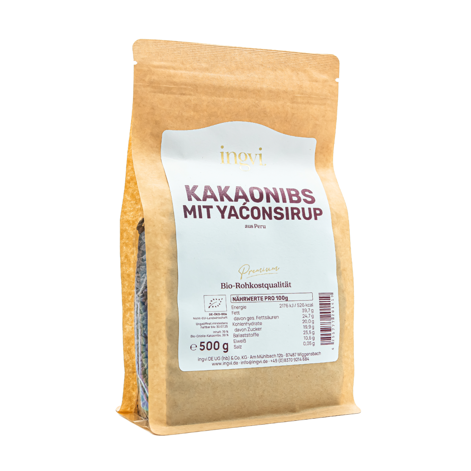 Kakaonibs mit Yaconsirup